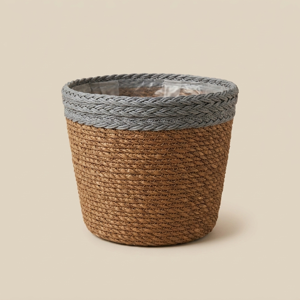 Dual-Tone Braided Jute Planter Basket