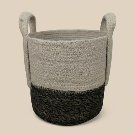 Two-Tone Jute Storage Basket with Handles