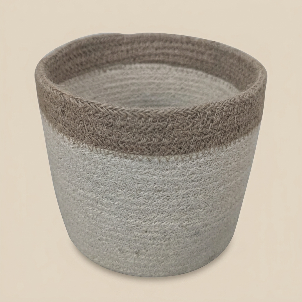 Two-Tone Natural Jute Planter Basket